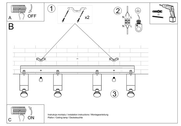 Sollux Lighting Stropní svítidlo MERIDA 4L černé