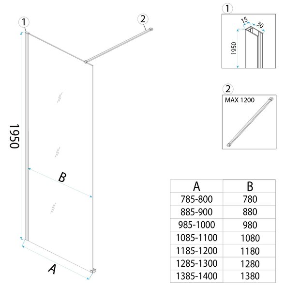 Sprchová zástěna Rea Flexi Transparent / Black 120