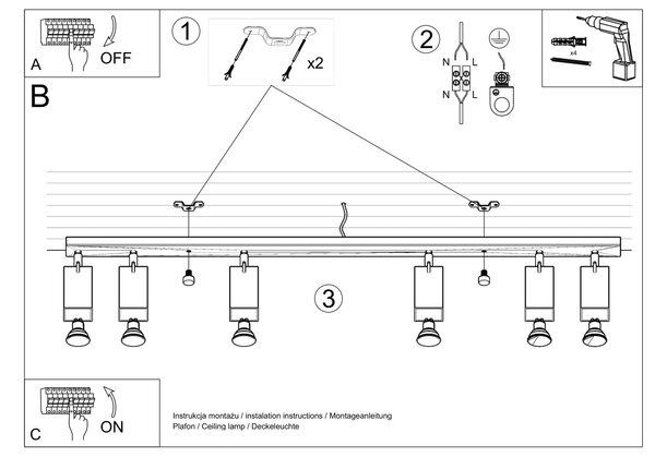 Sollux Lighting Stropní svítidlo MERIDA 6L černé