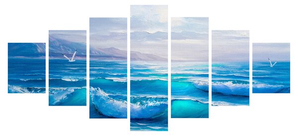 Obraz - Olejomalba moře s racky (210x100 cm)