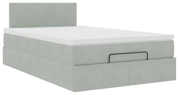 Osmanský rám postele s matrací světle šedá 120x200cm samet 3311693