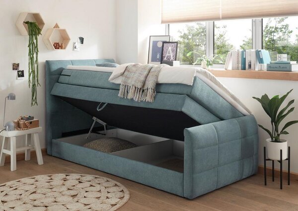 Boxspring postel KUBA 100x200 cm modrá