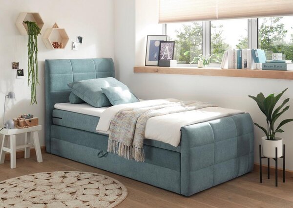 Boxspring postel KUBA 100x200 cm modrá