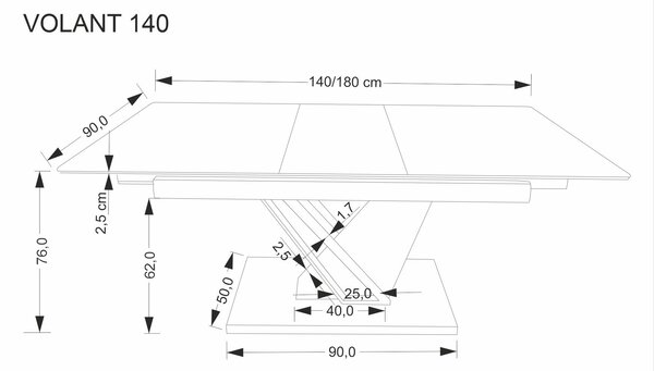 HALMAR Rozkládací jídelní stůl Volant 140/180 cm dub zlatý/černý mramor