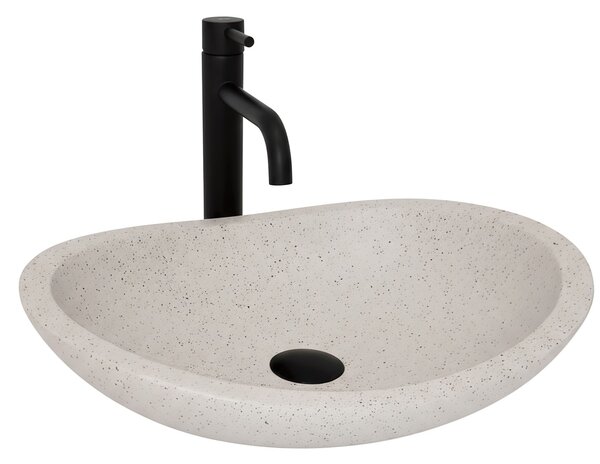 Deskové umyvadlo z kompozitního kamene REA LEONA 46,5x37 cm, béžové - imitace kamene
