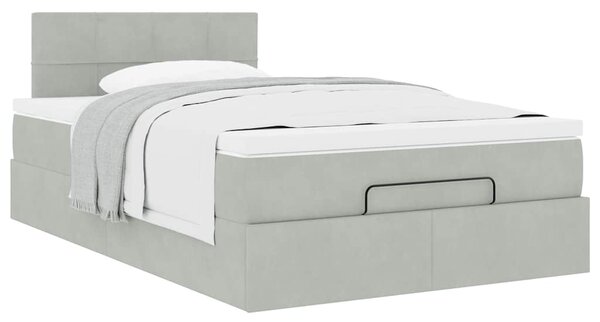 Osmanský rám postele s matrací světle šedá 120x200cm samet 3311765