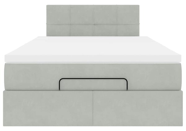 Osmanský rám postele s matrací světle šedá 120x200cm samet 3311765
