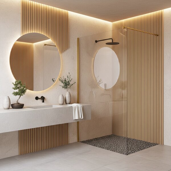 Sprchová zástěna Rea Flexi Transparent / Brush Gold 120