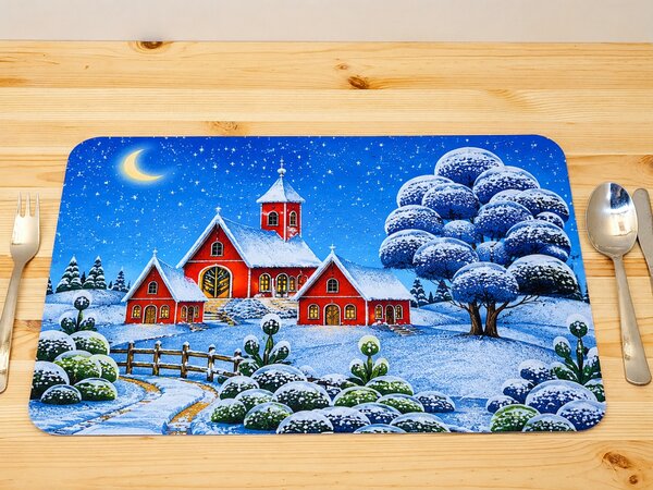PokojovaDekorace.cz, Vánoční prostírání – Zimní kostel pod hvězdami, 43x30cm