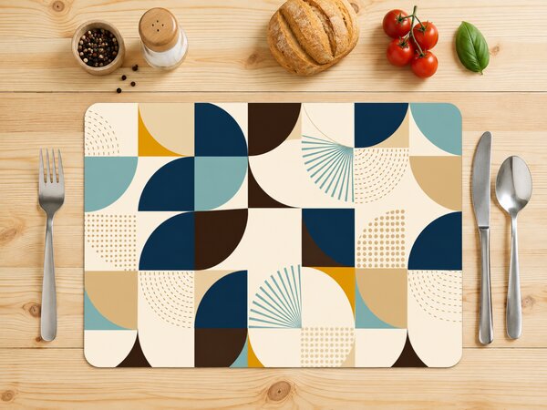 PokojovaDekorace.cz, Prostírání – Geometrická mozaika v modré a béžové, 43x30cm