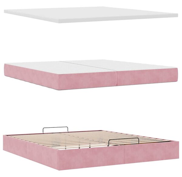 Osmanský rám postele s matrací růžová 200x200 cm samet 3311800