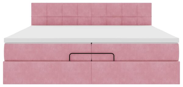 Osmanský rám postele s matrací růžová 200x200 cm samet 3311800
