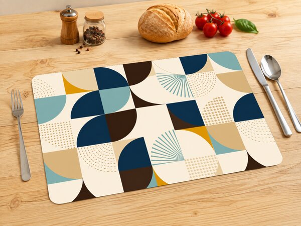 PokojovaDekorace.cz, Prostírání – Geometrická mozaika v modré a béžové, 43x30cm