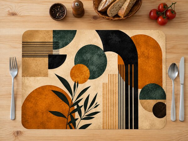 PokojovaDekorace.cz, Prostírání – Retro geometrie s listy, 43x30cm