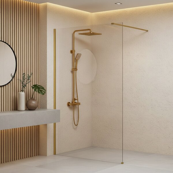 Sprchová zástěna Rea Flexi Transparent / Brush Gold 90
