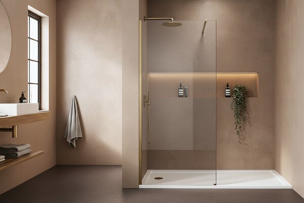 Sprchová zástěna Rea Flexi Transparent / Brush Gold 120