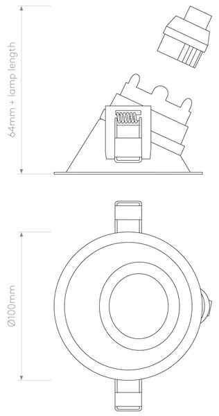Astro Minima Slimline fixní požárně odolné svítidlo IP65 ČernáSymetrické