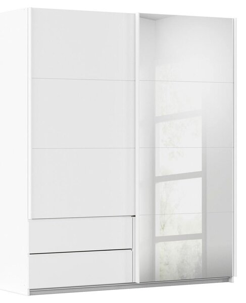 Skříň s posuvnými dveřmi ELARA alpská bílá/zrcadlo,š. 181 cm