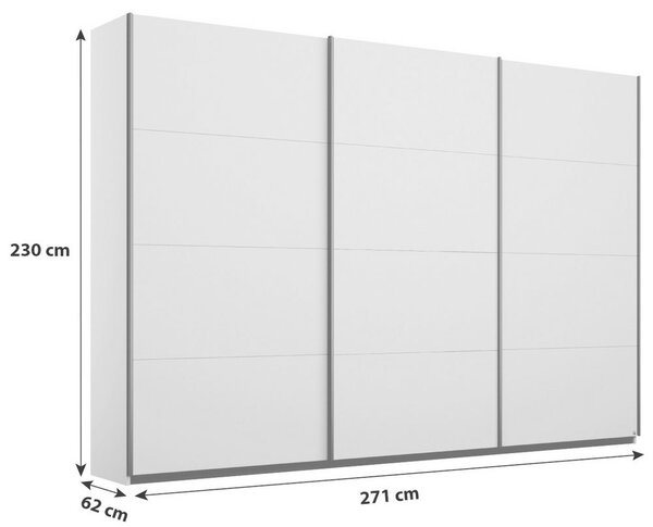 Skříň s posouvacími dveřmi BELLUNGO šedá 271 cm