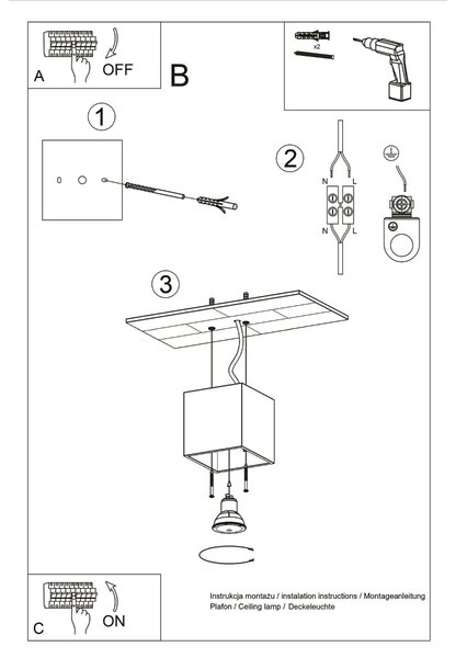 Sollux Lighting Stropní lampa QUAD 1 antracitová