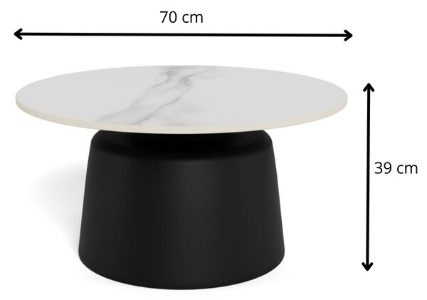 Actona Konferenční stolek Santorini 70 cm černý/mramorově bílý