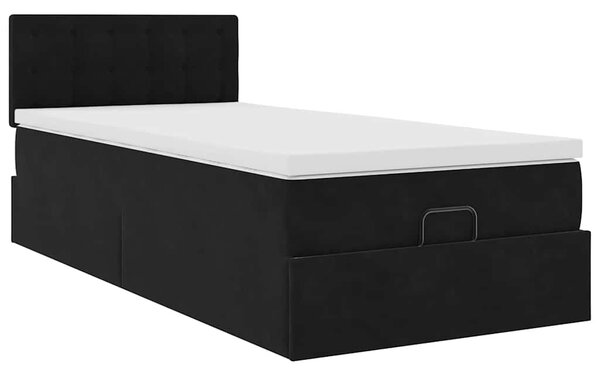 Osmanský rám postele s matrací černá 80x200cm samet 3311881