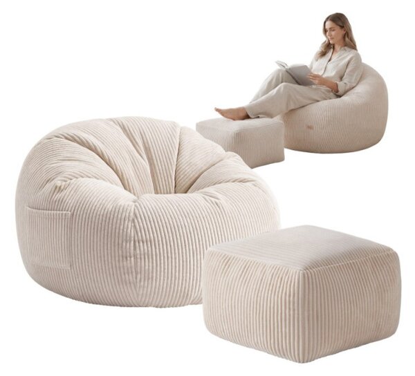 Sedací pytel s podnožkou COMFY 3.0 béžový