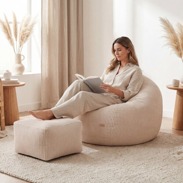 Sedací pytel s podnožkou COMFY 3.0 béžový