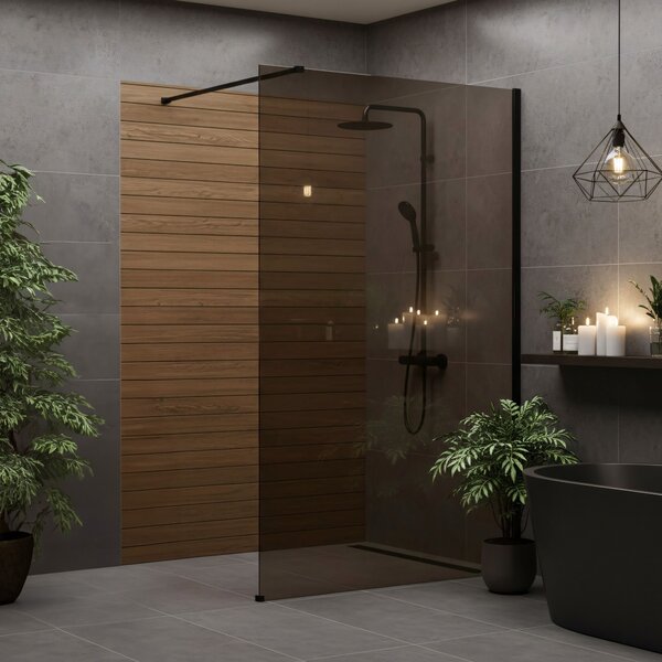 Sprchová zástěna Rea Flexi Brown / Black 80