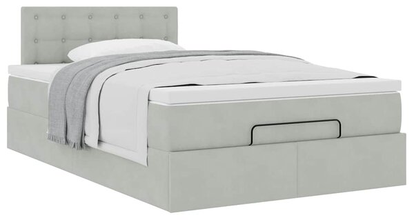 Osmanský rám postele s matrací světle šedá 120x200cm samet 3311909
