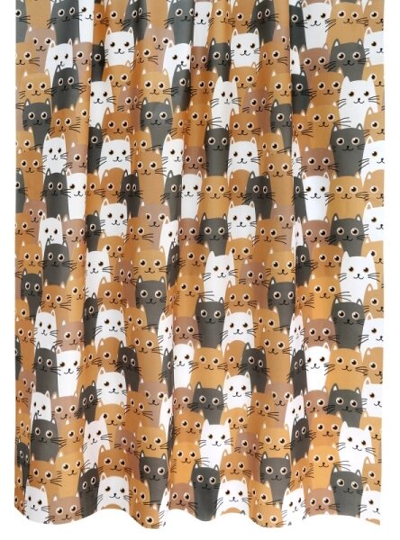 Bellatex Koupelnový závěs 180x200 cm Kočka Hnědá,Šedá