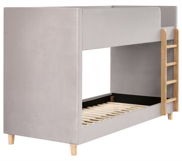 Patrová postel Umělý samet CHOCQUES 90 x 200 cm Světle šedá