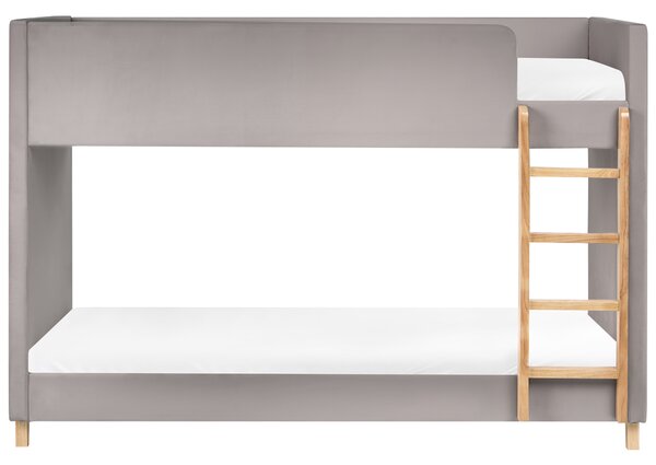 Patrová postel Umělý samet CHOCQUES 90 x 200 cm Světle šedá