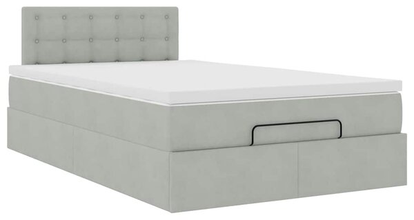 Osmanský rám postele s matrací světle šedá 120x200cm samet 3311909