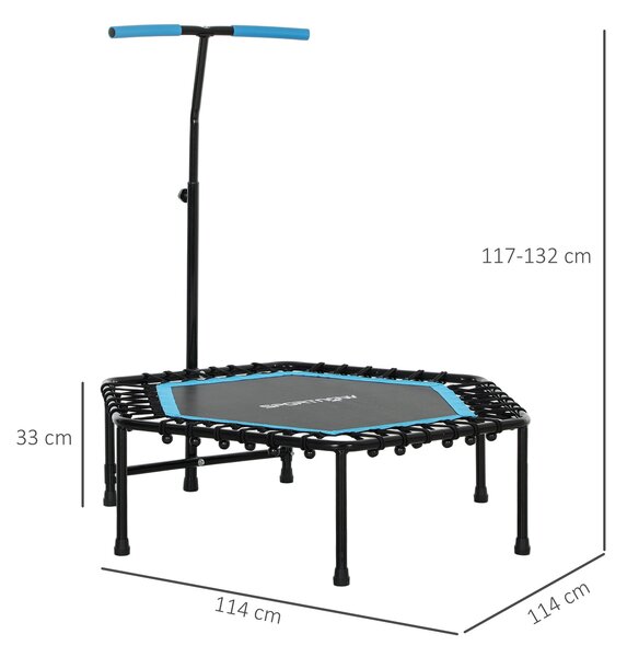 SPORTNOW Fitness Trampolina 114x114x132 cm S elastickým skákacím povrchem a nastavitelným 3-úrovňovým madlem, ocelový rám pro trénink nohou a těla dom