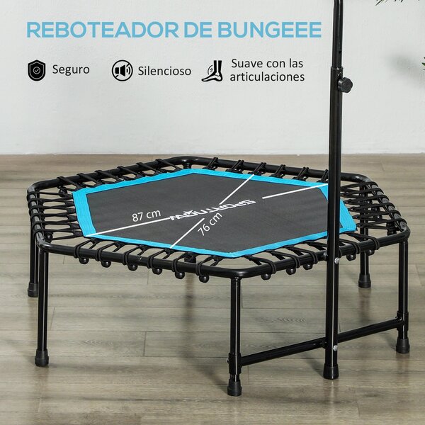 SPORTNOW Fitness Trampolina 114x114x132 cm S elastickým skákacím povrchem a nastavitelným 3-úrovňovým madlem, ocelový rám pro trénink nohou a těla dom