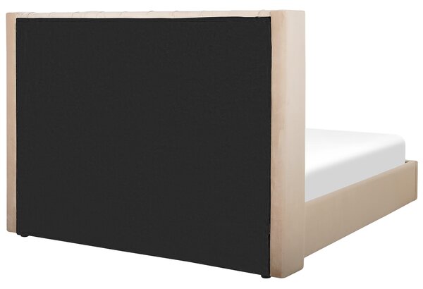 Postel s úložným prostorem Umělý samet LUBBON 160 x 200 cm Béžová