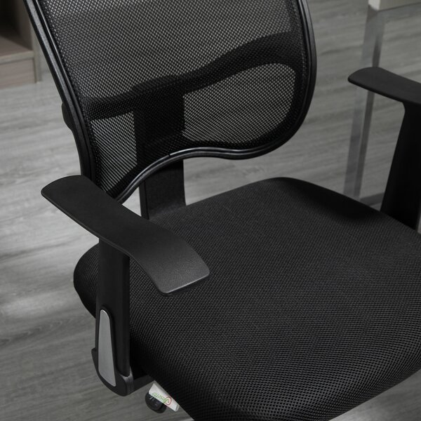 Vinsetto Otáčecí Kancelářská Židle Ergonomická Pracovní Židle s Nastavitelnou Výškou, Funkční Opěrkou Hlava a Bederní Oporou 63x62x109-117 cm Černá |