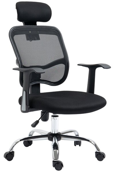 Vinsetto Otáčecí Kancelářská Židle Ergonomická Pracovní Židle s Nastavitelnou Výškou, Funkční Opěrkou Hlava a Bederní Oporou 63x62x109-117 cm Černá |