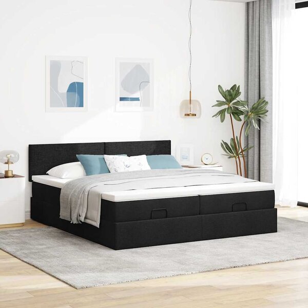 Osmanský rám postele s matrací černá 160x200cm textil 3311968