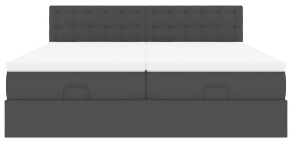 Osmanský rám postele s matracíes černá 160x200cm umělá kůže 3311951