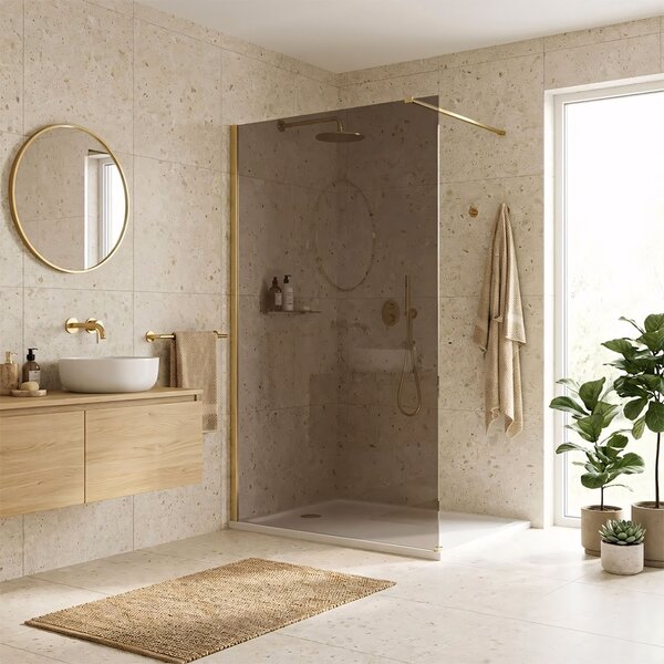 Sprchová zástěna Rea Flexi Brown / Brush Gold 120