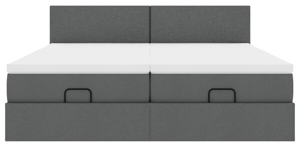 Osmanský rám postele s matrací tmavě šedá 160x200cm textil 3311967