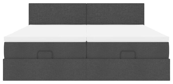 Osmanský rám postele s matrací černá 160x200cm textil 3311968