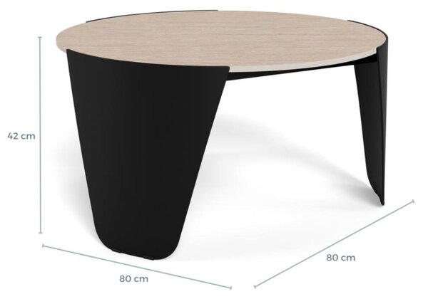Actona Kulatý designový konferenční stolek Altea travertin/černý