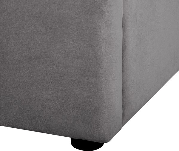 Postel s úložným prostorem Umělý samet LUBBON 180 x 200 cm Šedá