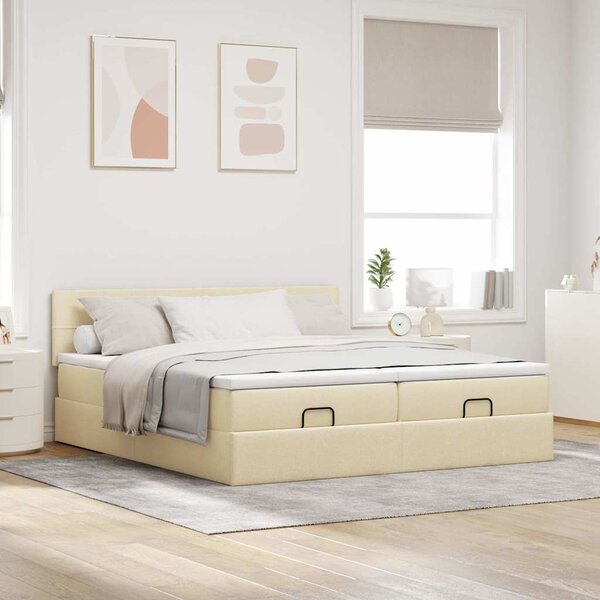 Osmanský rám postele s matrací krémová 180x200cm textil 3311999