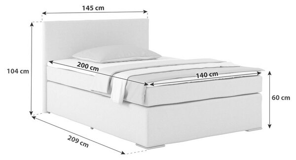 Postel Boxspring NERO PL: 140/200cm, černá