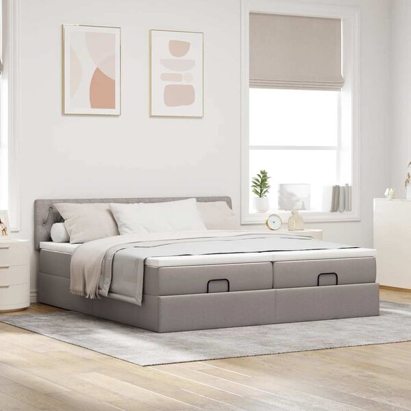 Osmanský rám postele s matrací taupe 160x200cm textil 3312012