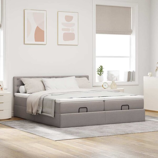 Osmanský rám postele s matrací taupe 160x200cm textil 3312033